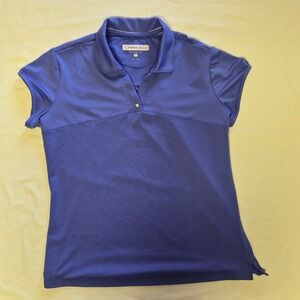 Pebble Beach Performance Womens Purple Short Sleeve Golf Polo Shirt Size Large